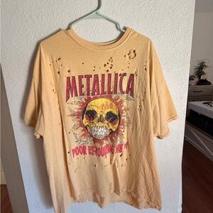 Metallica Graphic Tee in Distressed Yellow